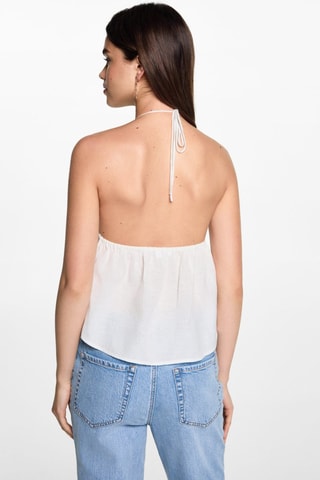 Top empiècement crochet - Blanc cassé