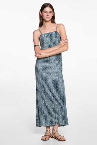 Robe longue imprimée - Bleu pétrole