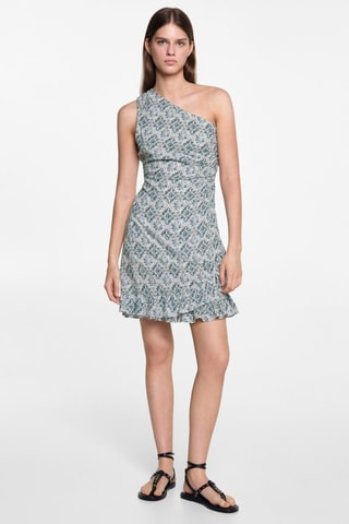 Robe asymétrique imprimée - Blanc cassé