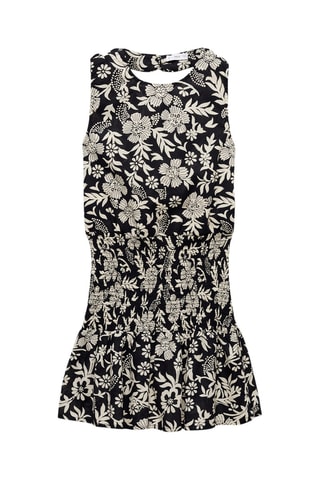 Robe fleurie froncée - Noir