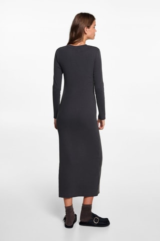 Robe maille côtelée ouverture - Anthracite