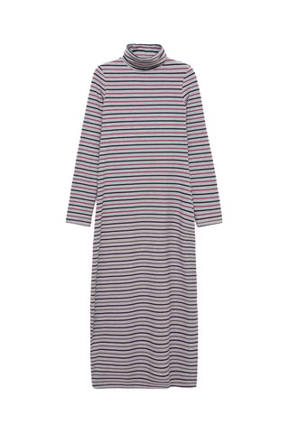 Robe col roulé rayures - Gris chiné