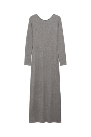 Robe midi à bords côtelés - Gris chiné