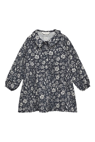 Robe chemisier à fleurs - Bleu marine