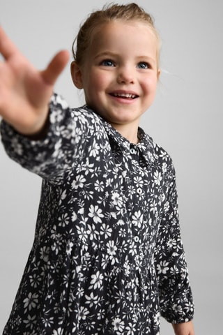 Robe chemisier à fleurs - Bleu marine