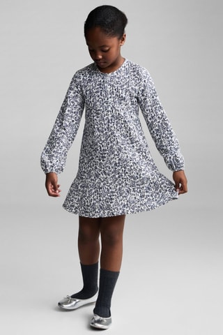 Robe plissée à fleurs - Bleu