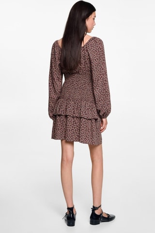 Robe à fleurs volantée - Bordeaux