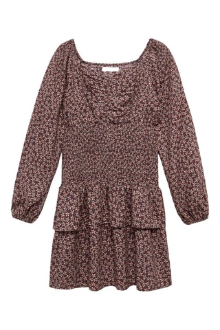 Robe à fleurs volantée - Bordeaux