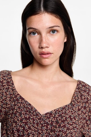 Robe à fleurs volantée - Bordeaux