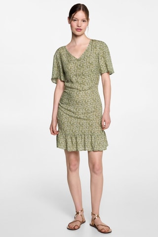 Robe à fleurs volantée - Vert