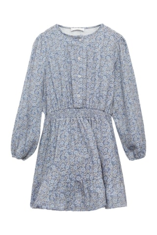 Robe fleurie boutons - Bleu