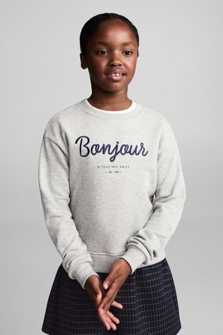 Robe sweat-shirt jupe carreaux - Gris chiné