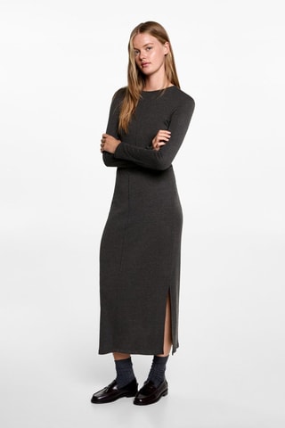 Robe manches longues ouverture - Anthracite