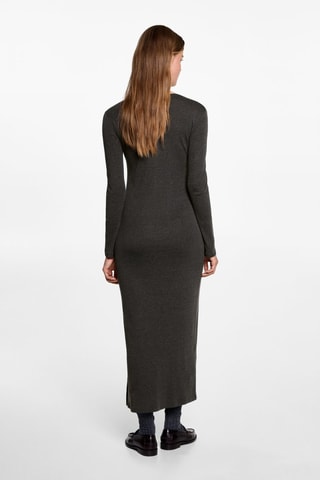 Robe manches longues ouverture - Anthracite