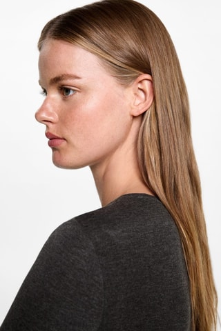 Robe manches longues ouverture - Anthracite