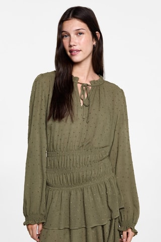 Robe froncée volants - Kaki