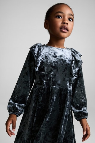 Robe velours volantée - Bleu