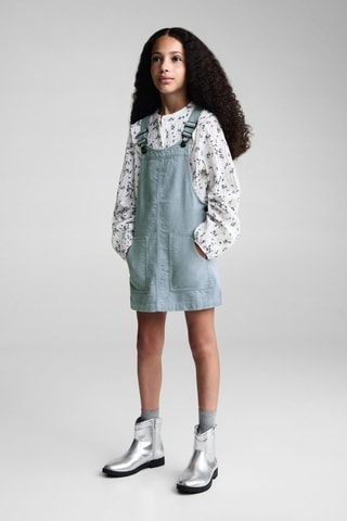 Robe chasuble velours côtelé poches - Bleu