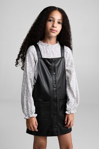 Robe chasuble similicuir - Noir