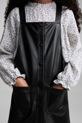 Robe chasuble similicuir - Noir