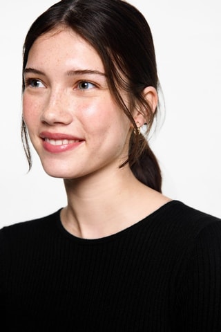 Robe midi à bords côtelés - Noir