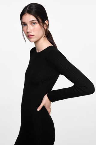 Robe midi à bords côtelés - Noir