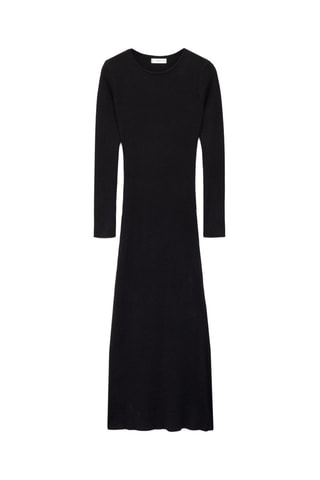 Robe midi à bords côtelés - Noir