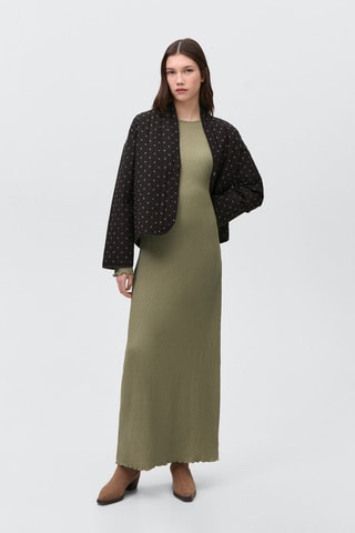 Robe longue texturée - Kaki