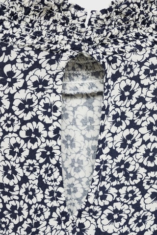 Robe à fleurs volantée - Bleu marine