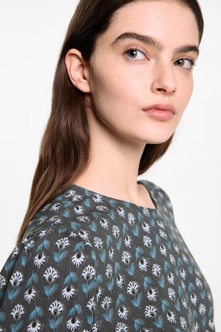 Robe imprimée détail froncé - Anthracite