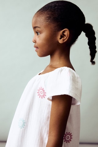 Robe détails brodés - Blanc