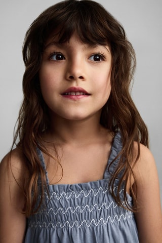 Robe à détails froncés - Bleu