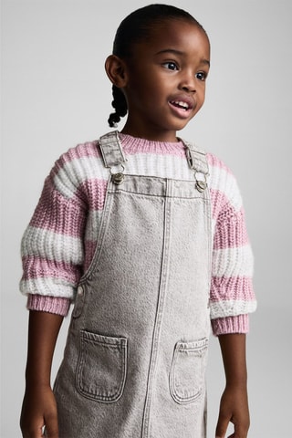 Robe chasuble courte en jean - Gris