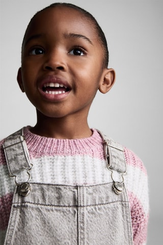 Robe chasuble courte en jean - Gris