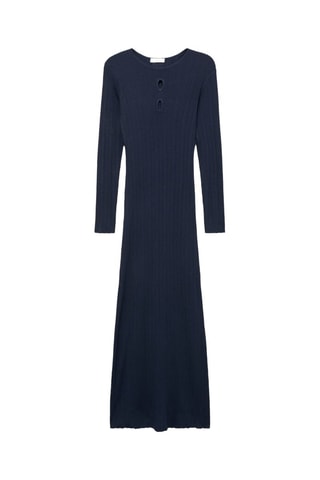 Robe midi à bords côtelés - Bleu marine