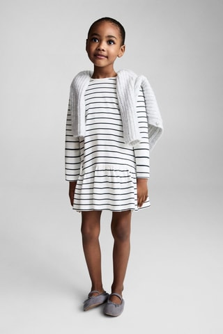 Robe coton à rayures - Blanc cassé