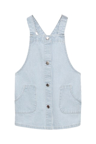 Robe chasuble en jean rayures - Bleu clair