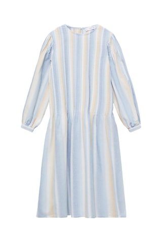 Robe froncée rayures - Bleu clair