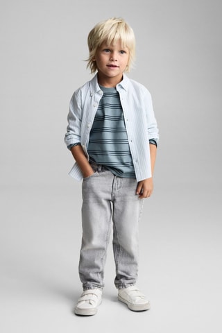 Chemise coton rayures - Vert d'eau