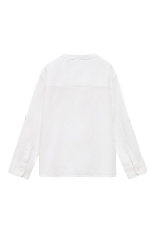 Chemise lin col mao - Blanc