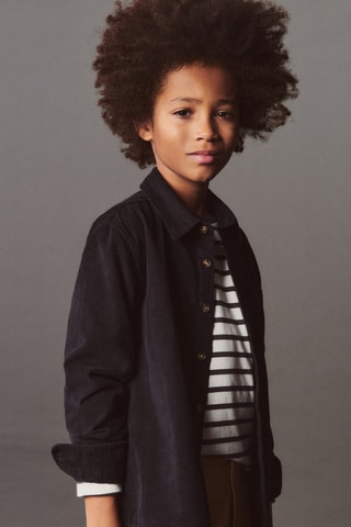 Chemise velours côtelé regular fit - Bleu marine