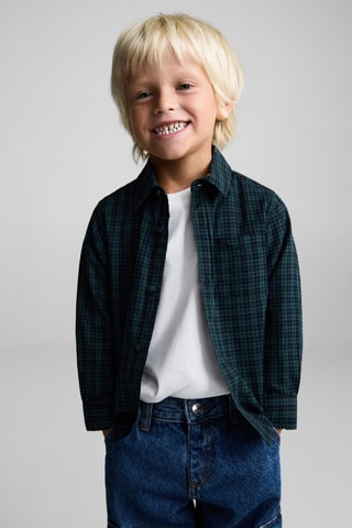 Chemise à carreaux en coton - Vert foncé