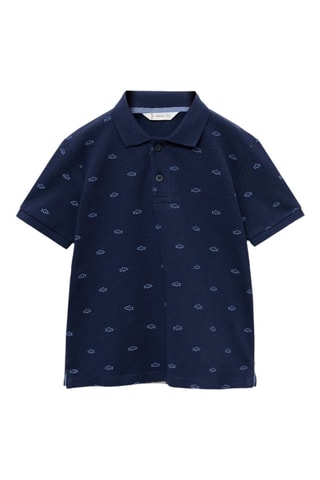 Polo coton imprimé - Bleu marine