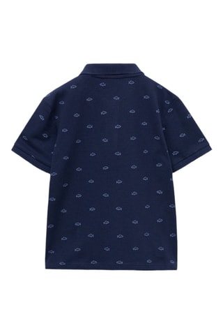 Polo coton imprimé - Bleu marine