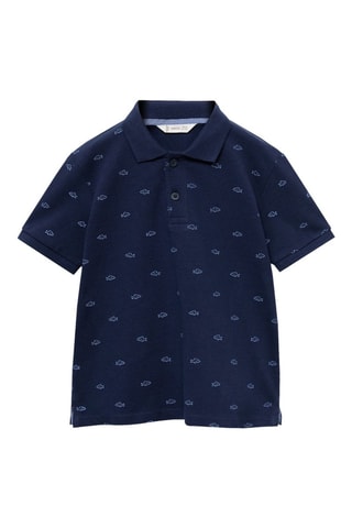 Polo coton imprimé - Bleu marine