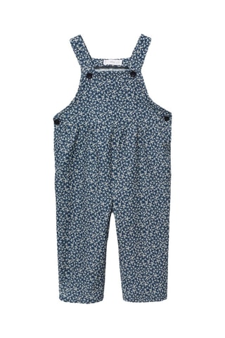 Salopette velours côtelé en imprimé fleuri - Bleu marine