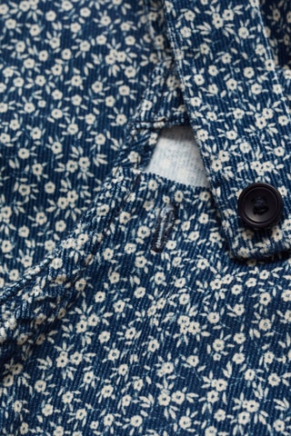 Salopette velours côtelé en imprimé fleuri - Bleu marine