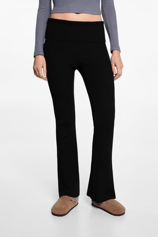 Legging flare maille côtelée - Noir