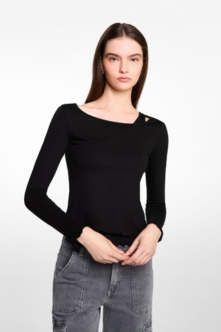 T-shirt manches longues bretelle - Noir