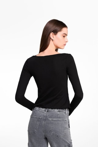 T-shirt manches longues bretelle - Noir